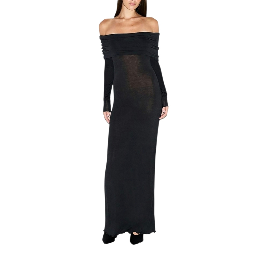 SKIMS Sheer Modal Off-the-Shoulder Maxi Dress